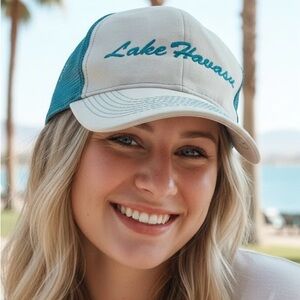 Lake Havasu Embroidered Souvenir Cotton & Mesh Trucker Cap Hat Tropical Trends